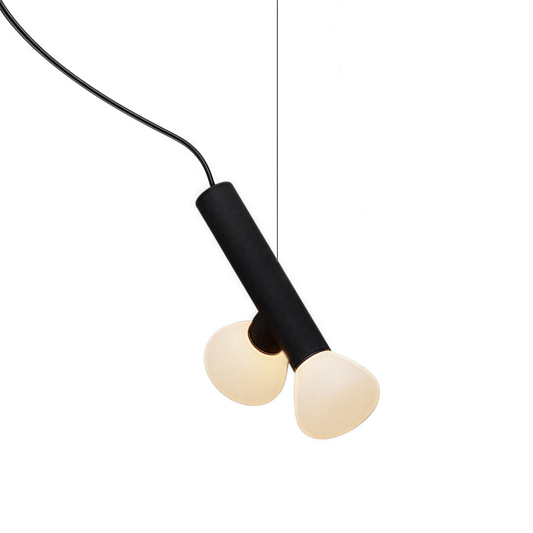 Cylindrical Minimalist Pendant Light — Black Metal and Clear Glass, 1-, 2-, or 3-Head, 5W G9 Warm Light
