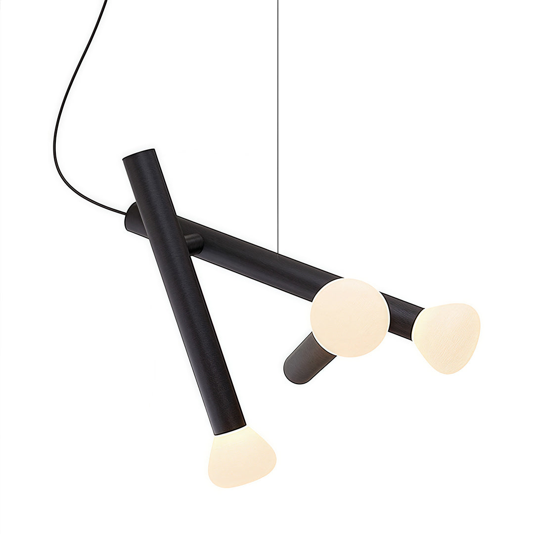 Cylindrical Minimalist Pendant Light — Black Metal and Clear Glass, 1-, 2-, or 3-Head, 5W G9 Warm Light