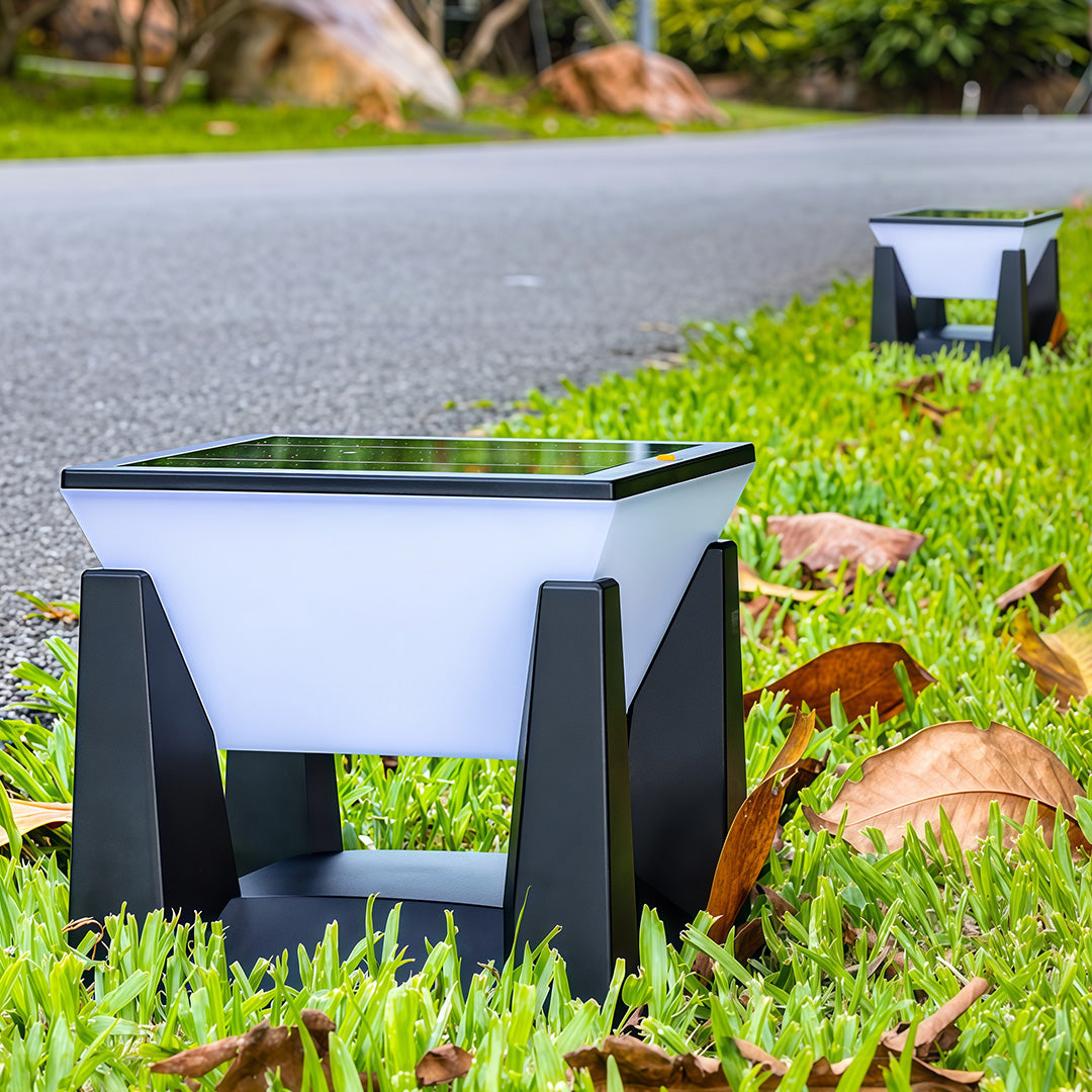 Solar Bollard Pillar Light — Black ABS, LED, Three-Color Dimming (3000K/4500K/6000K), IP65 Weatherproof, Dusk-to-Dawn