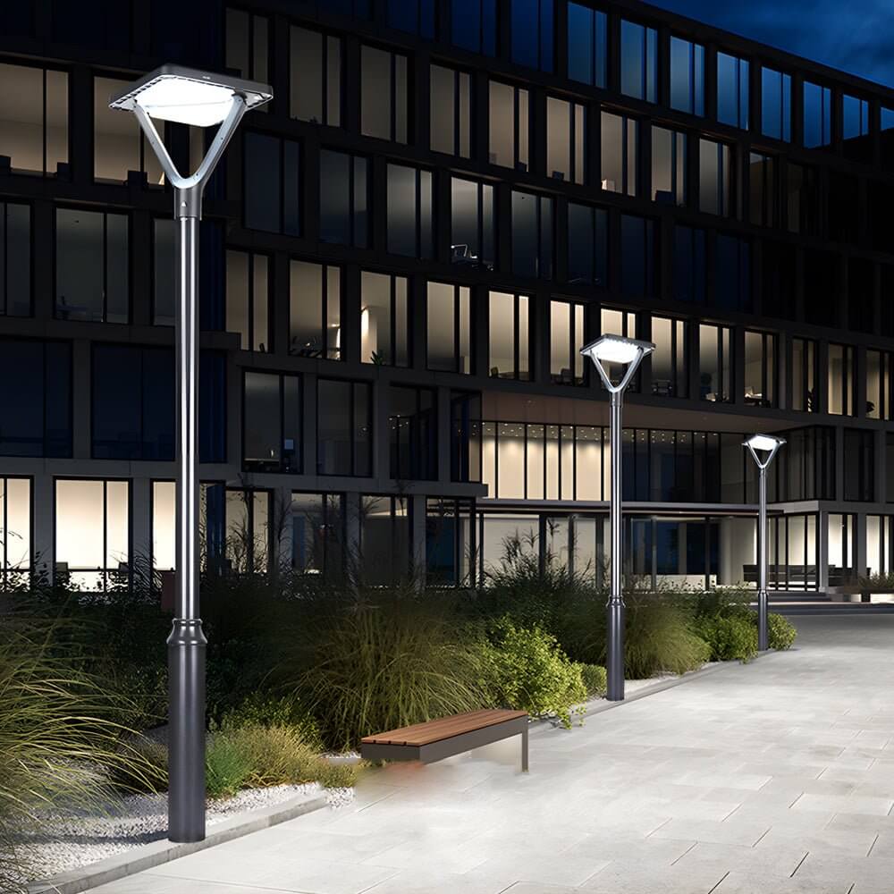 black solar led street lamp post and pole lights