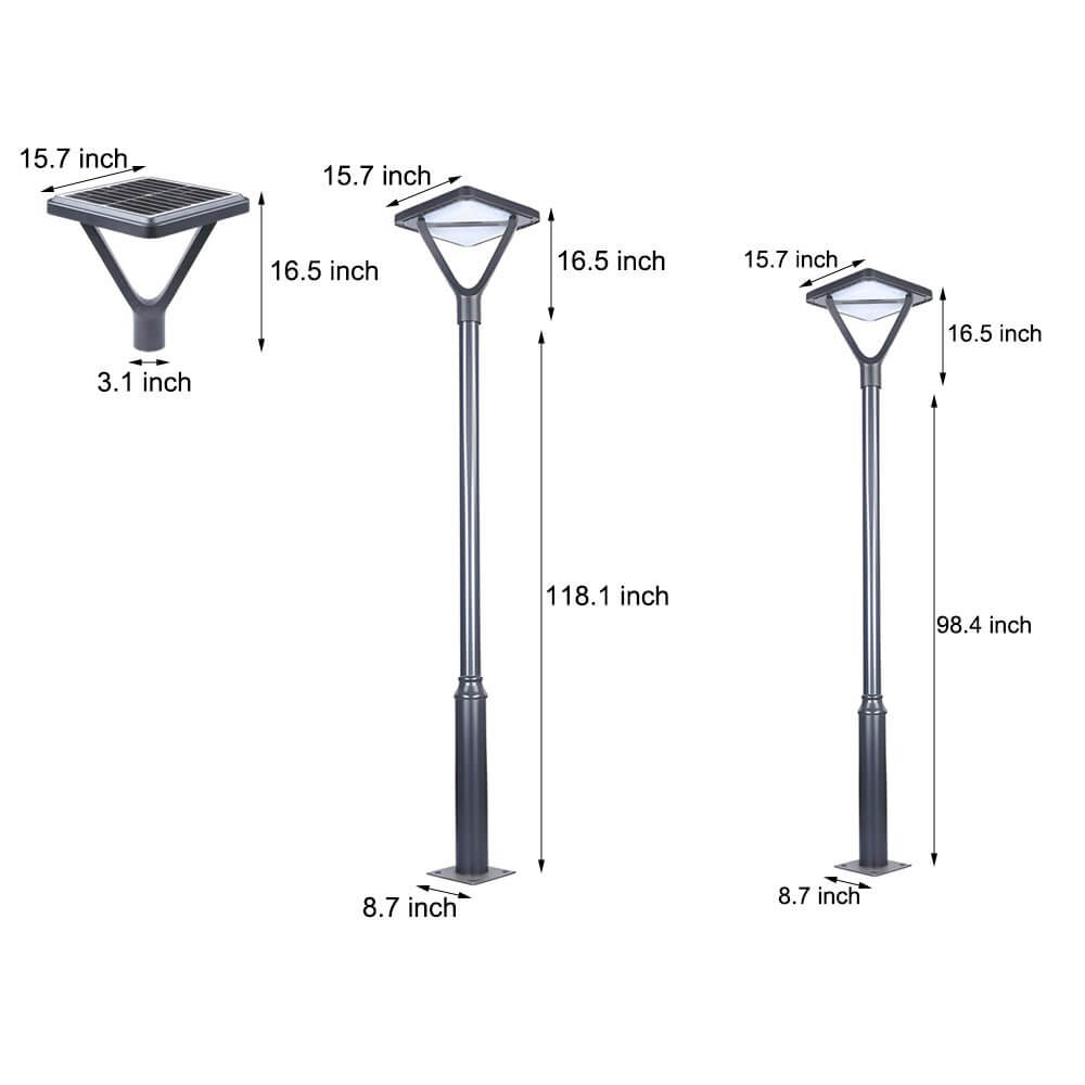 black solar led street lamp post and pole lights