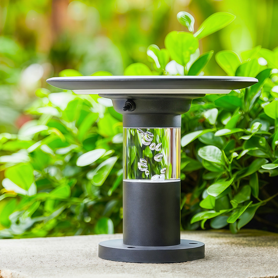 Solar Post Cap Light — Black Die-Cast Aluminum, 5W LED, Dual Color Temperature, IP65 Weatherproof