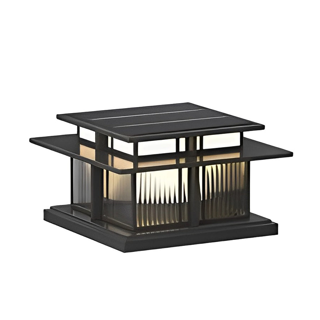 Modern Square Outdoor Pillar Light — Stainless Steel & Copper, LED 3000K, IP65, Brass or Black, Solar or Hardwired