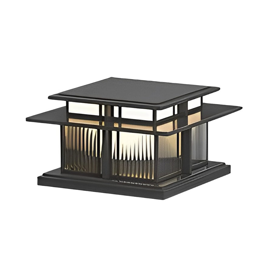 Modern Square Outdoor Pillar Light — Stainless Steel & Copper, LED 3000K, IP65, Brass or Black, Solar or Hardwired