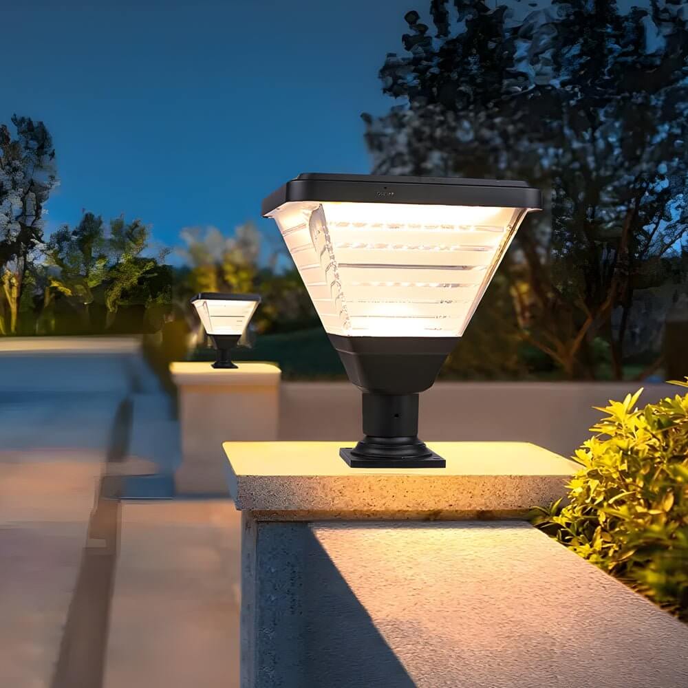 black square solar led pier mount post light 179 inches