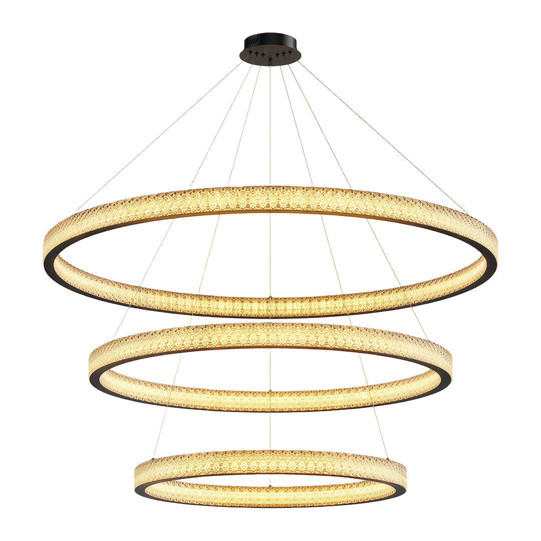 Circular Ring Chandelier — Full Copper, Dimmable LED, 50W–220W, Multiple Sizes