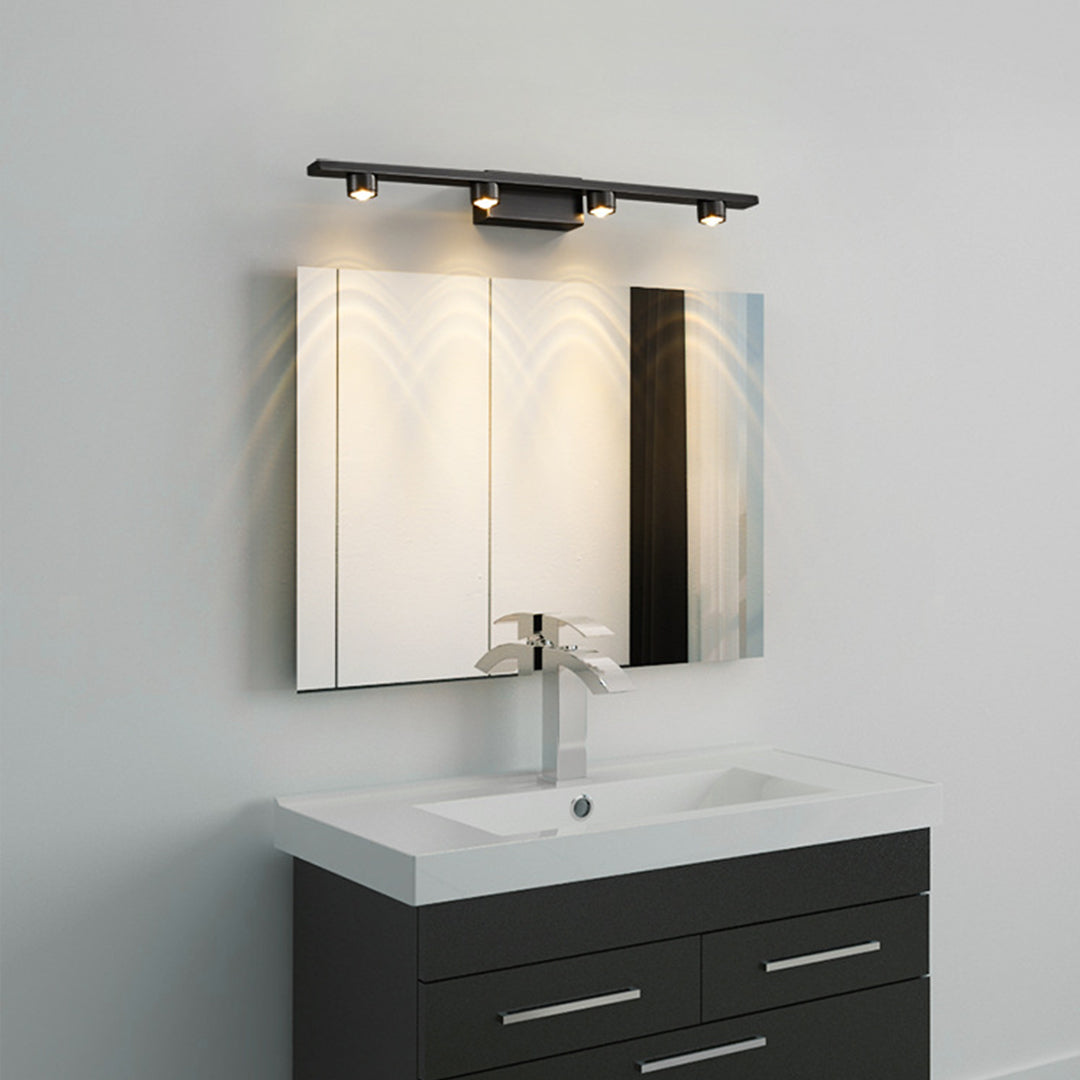 Minimalist Black LED Vanity Light Bar — Copper-Aluminum, Glass Mirror Surface, 3000K, 9W–15W, 40cm–70cm