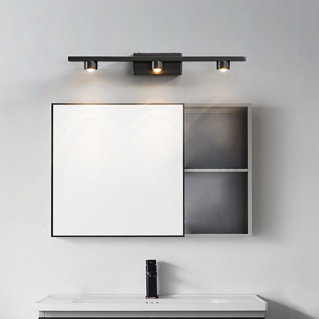 Minimalist Black LED Vanity Light Bar — Copper-Aluminum, Glass Mirror Surface, 3000K, 9W–15W, 40cm–70cm