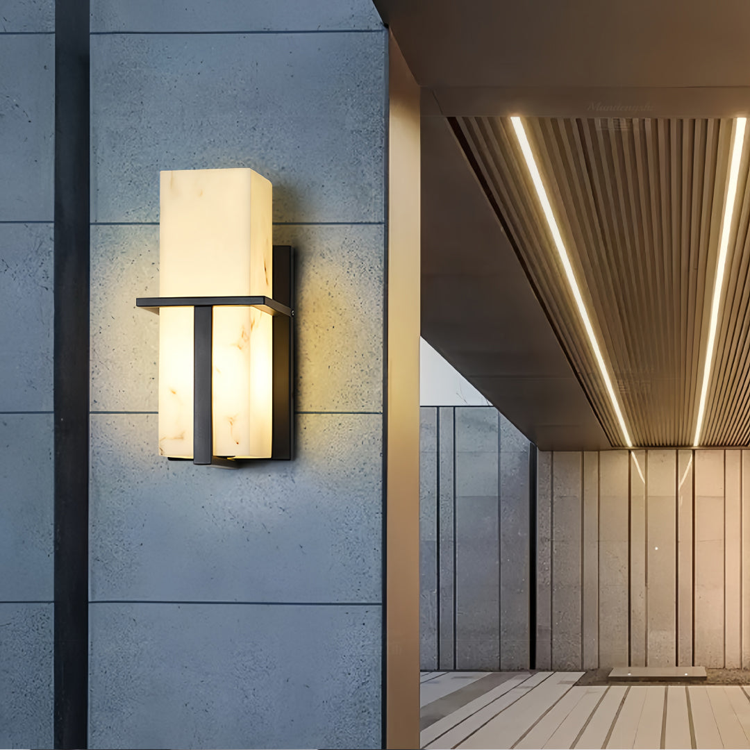 Outdoor Waterproof Black Wall Light - Faux Marble Lamp