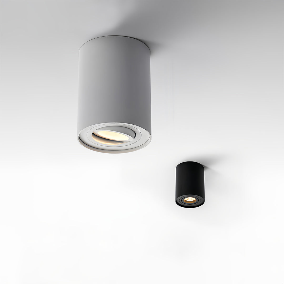 Cylindrical Surface-Mount Downlight — Black Aluminum, COB LED, 5W–7.5W, 38° Beam, 3-Color Dimming