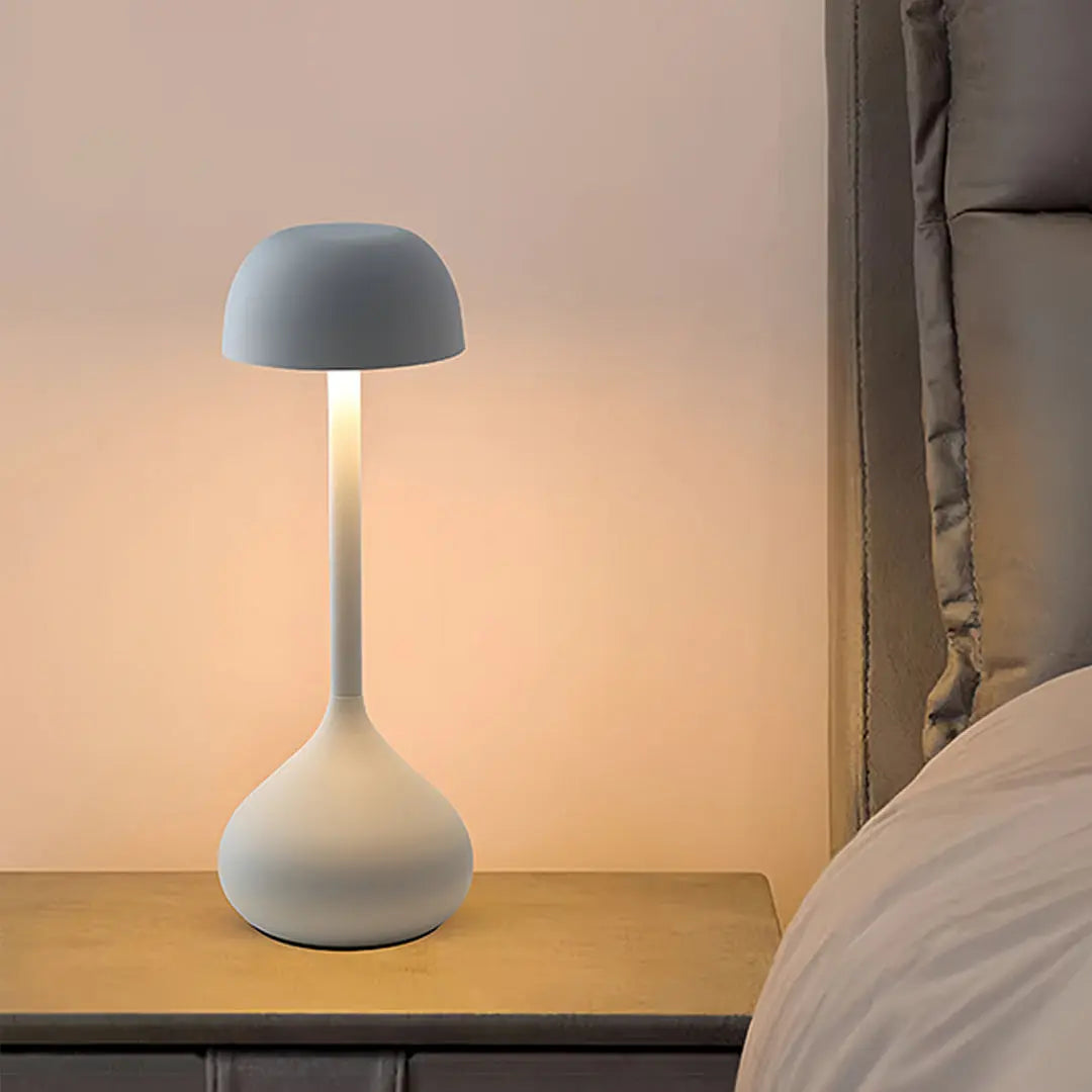 Minimalist Gourd-Shaped Rustic Metal Table Lamp - Rechargeable Design Luxe