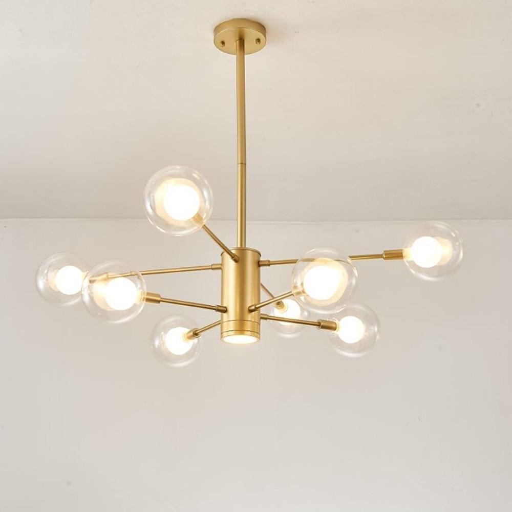 Sputnik Chandelier, 8-Light — Metal and Glass, G9 LED, 38" Diameter, Black and Gold