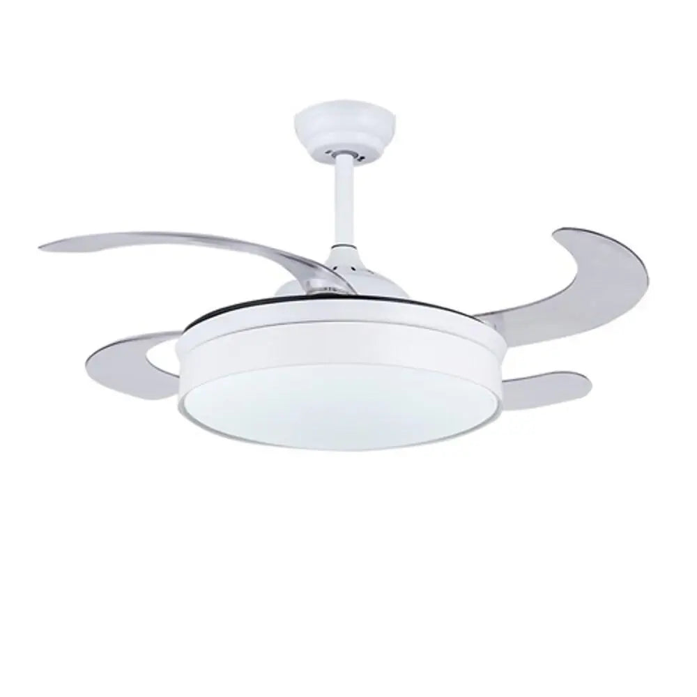 Nordic Retractable Ceiling Fan with Lights - 15/19-Inch Round Drum Shape LED Design Luxe