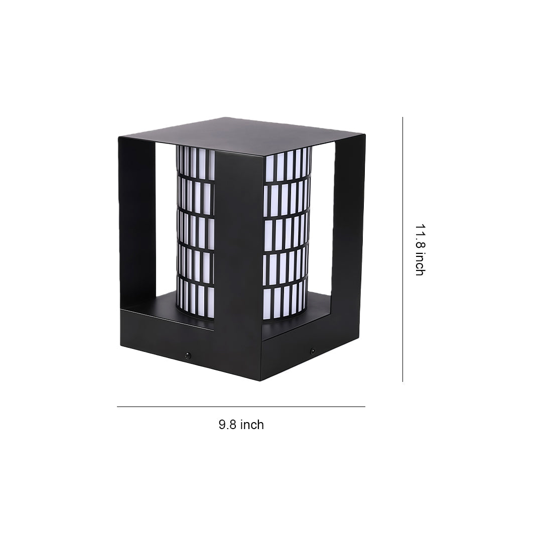 Minimalist Bollard Landscape Light — Black Zinc, White Acrylic, 10W LED, IP65 Weatherproof