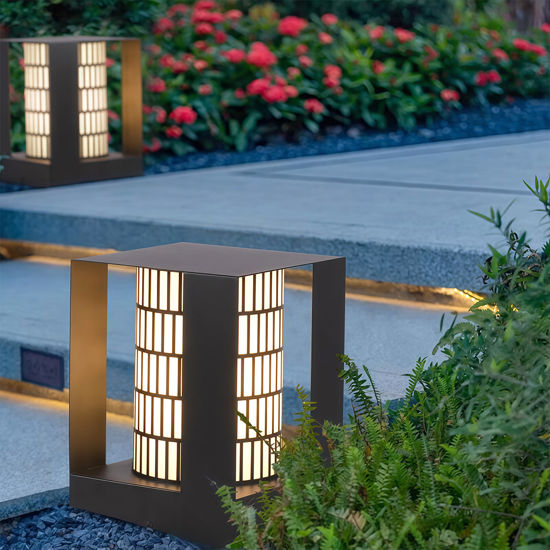 Minimalist Bollard Landscape Light — Black Zinc, White Acrylic, 10W LED, IP65 Weatherproof