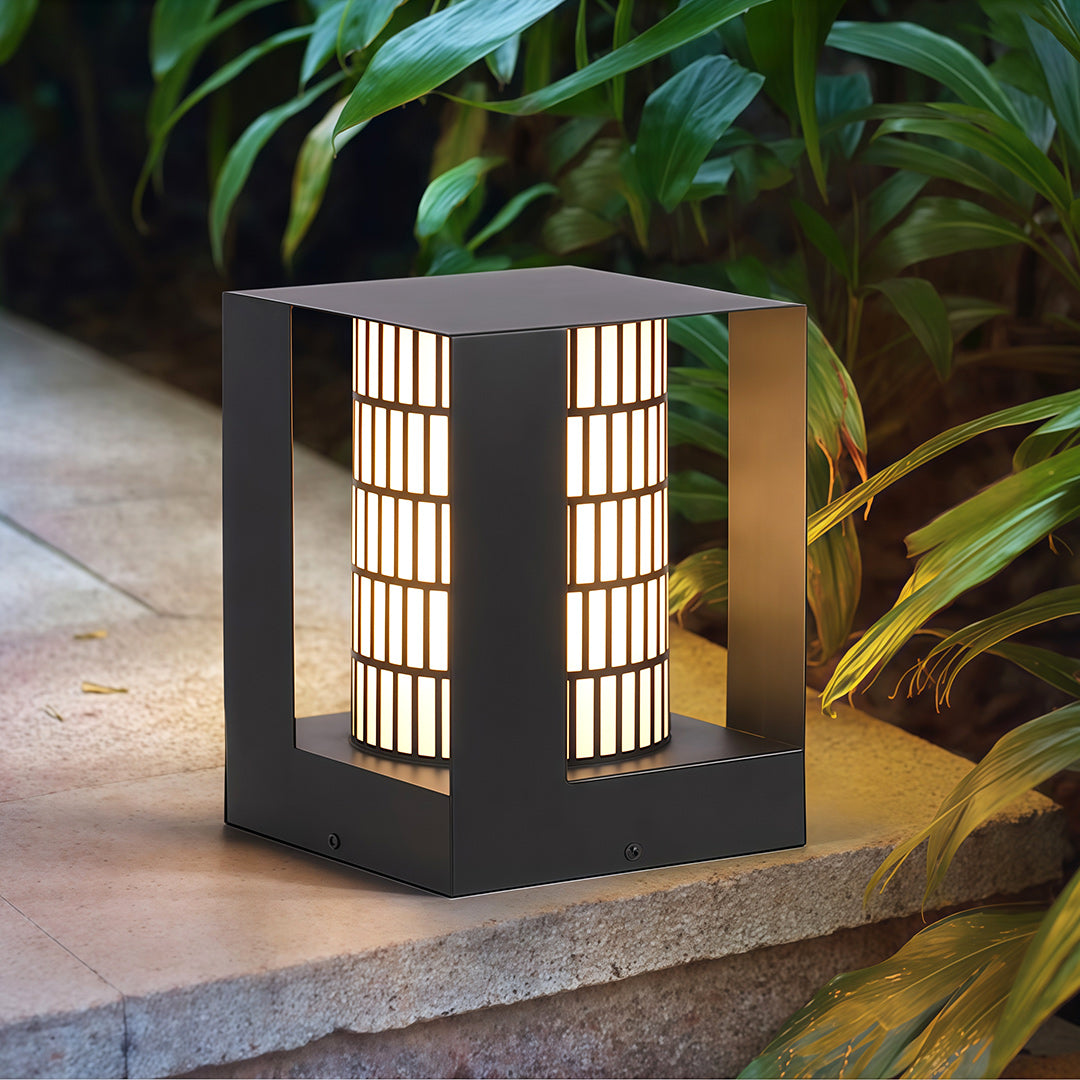 Minimalist Bollard Landscape Light — Black Zinc, White Acrylic, 10W LED, IP65 Weatherproof