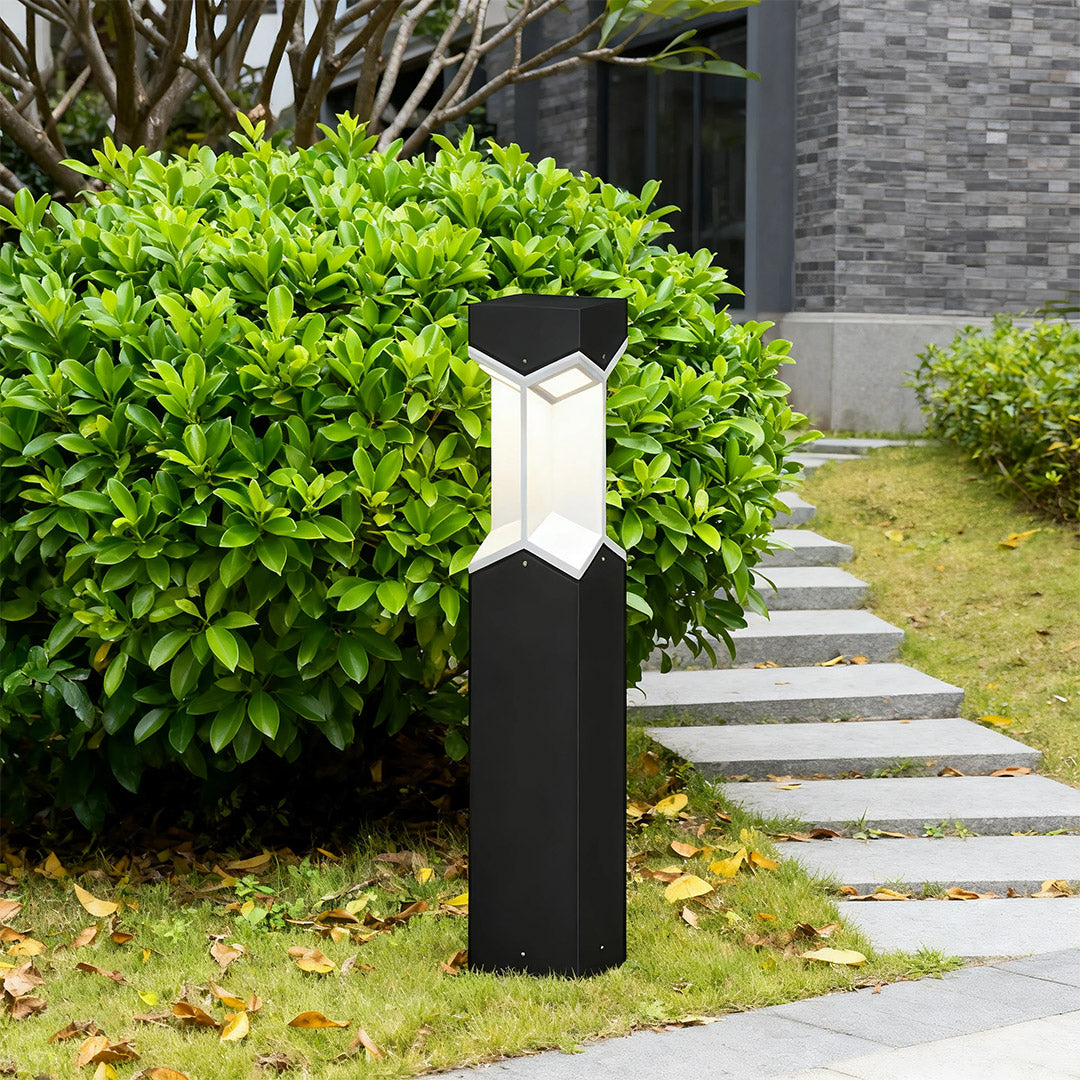 Minimalist Black Weatherproof Outdoor Bollard Landscape Lights