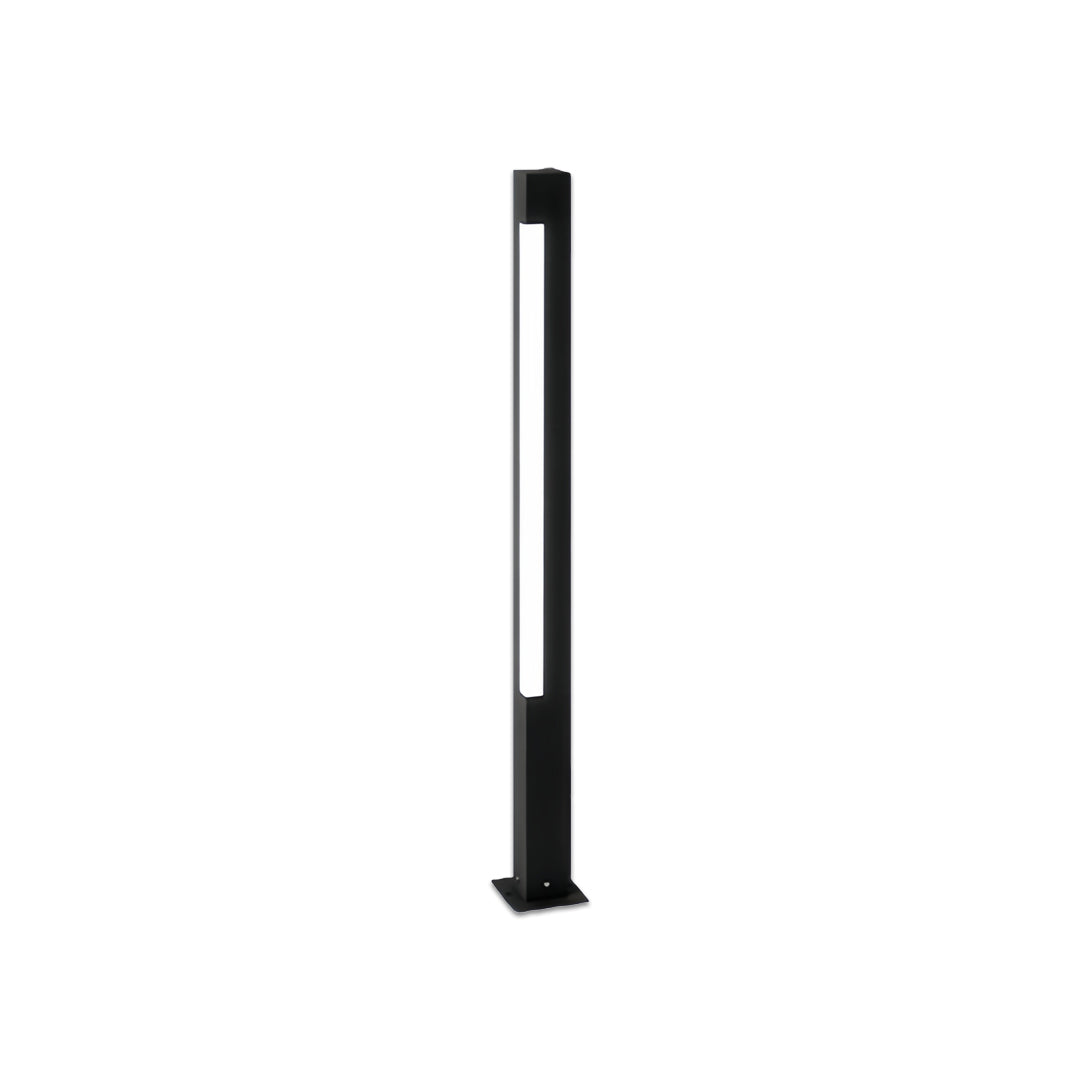 Square Outdoor Bollard Light — Black Aluminum, 14W LED, IP65, 31.5" Height