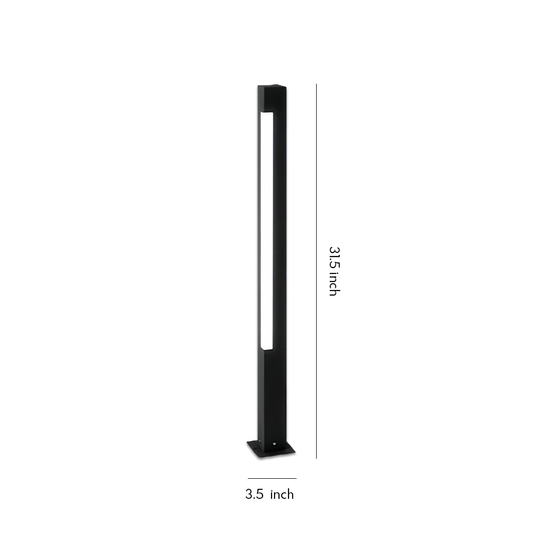 Square Outdoor Bollard Light — Black Aluminum, 14W LED, IP65, 31.5" Height