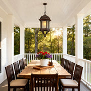 Minimalist Outdoor Hanging Pendant — Coffee Aluminum, Clear Glass, 9W E26, IP44, 80cm Adjustable Chain