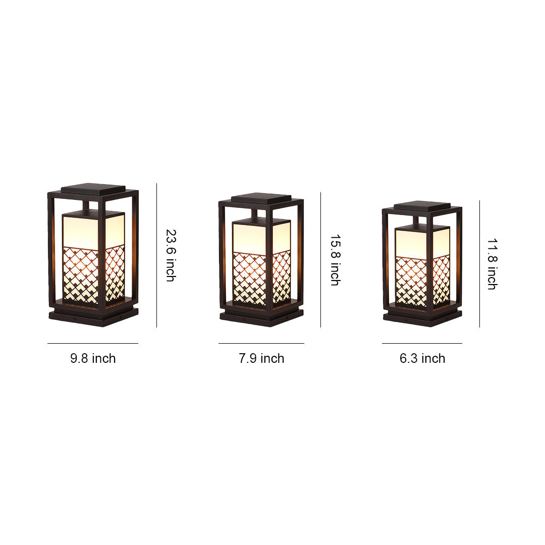 Waterproof Landscape Bollard Light — Black Zinc & Acrylic, LED, Solar or Hardwired, IP65, 3 Heights