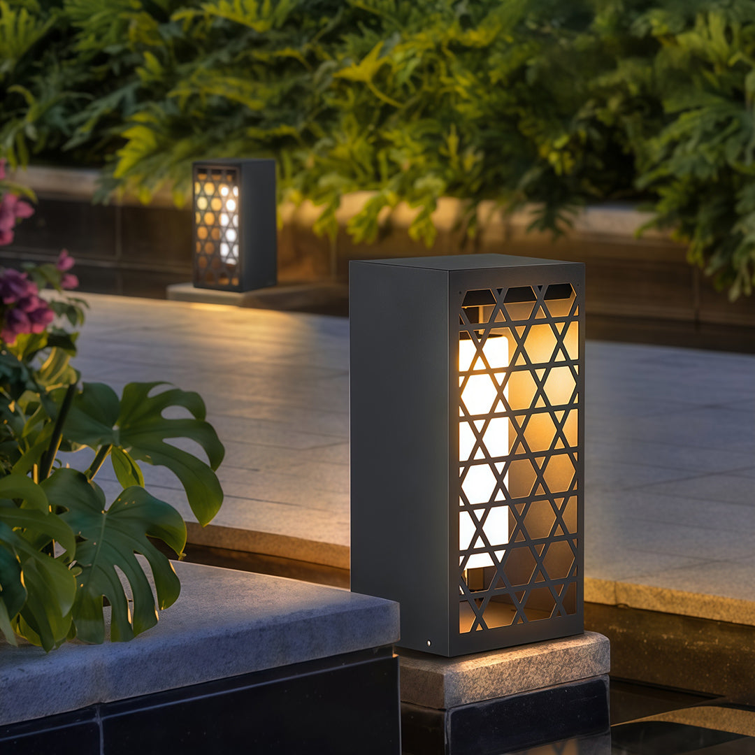 Modern Outdoor Bollard Light — Stainless Steel, Solar / Hardwired, IP65, LED, 3 Sizes