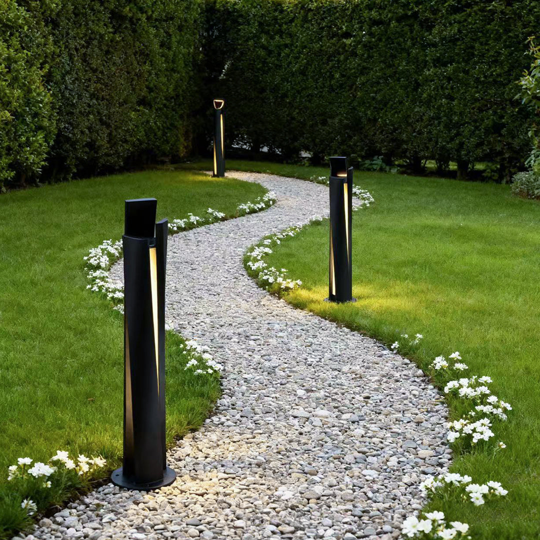 Architectural Outdoor Bollard Light — Black Aluminum, 20W LED, Dual Color Temperature (3000K / 6000K), IP65, 39.37" H