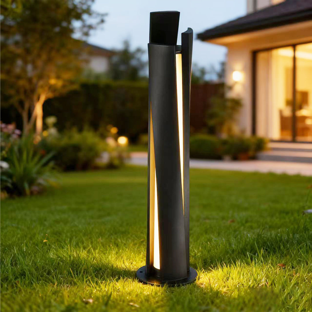 Architectural Outdoor Bollard Light — Black Aluminum, 20W LED, Dual Color Temperature (3000K / 6000K), IP65, 39.37" H