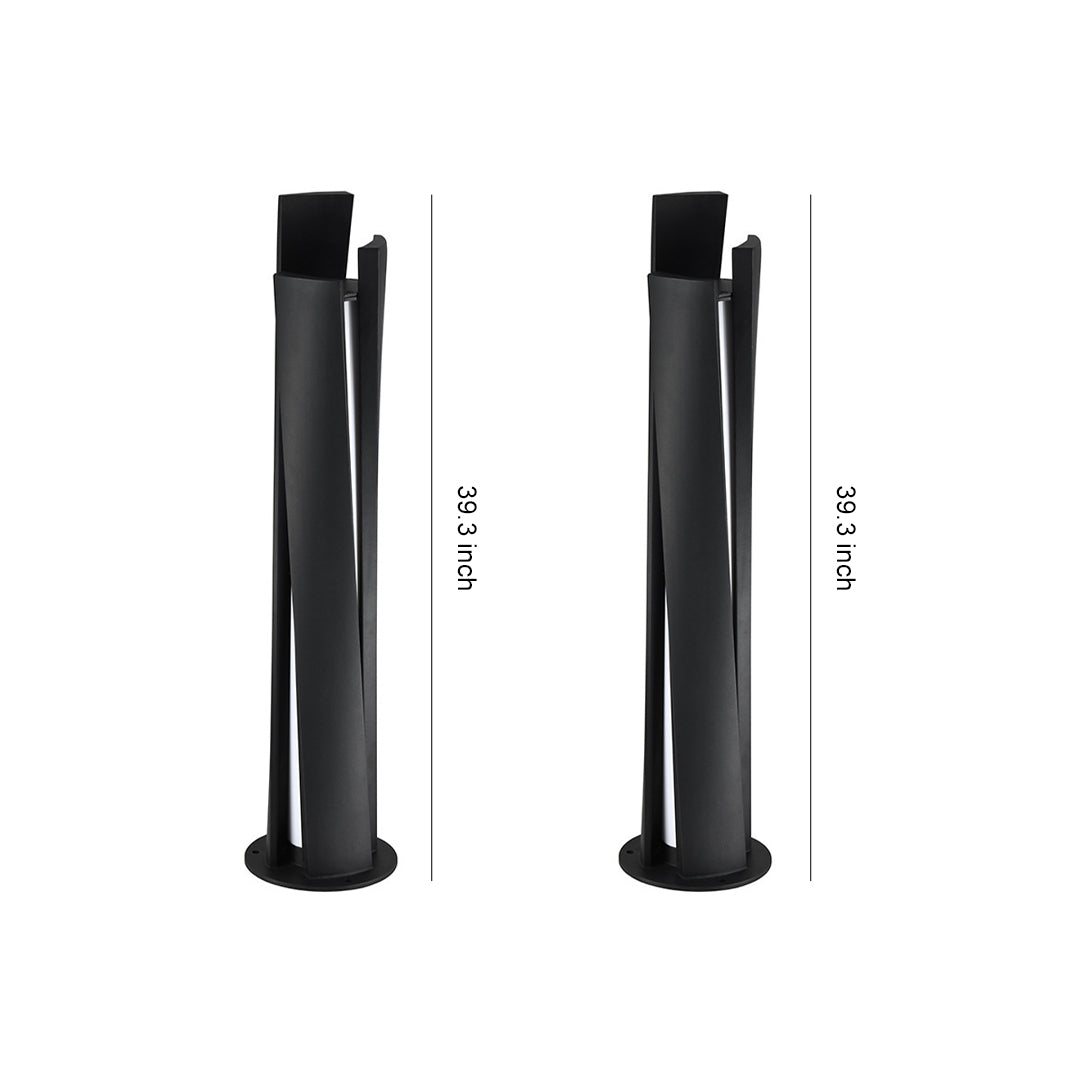 Architectural Outdoor Bollard Light — Black Aluminum, 20W LED, Dual Color Temperature (3000K / 6000K), IP65, 39.37" H