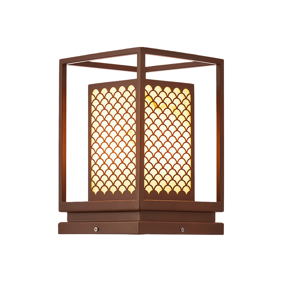 Faux Marble Outdoor Bollard Light — Stainless Steel, Coffee-Brown, Three-Color Dimming, IP54, LED, Two Sizes