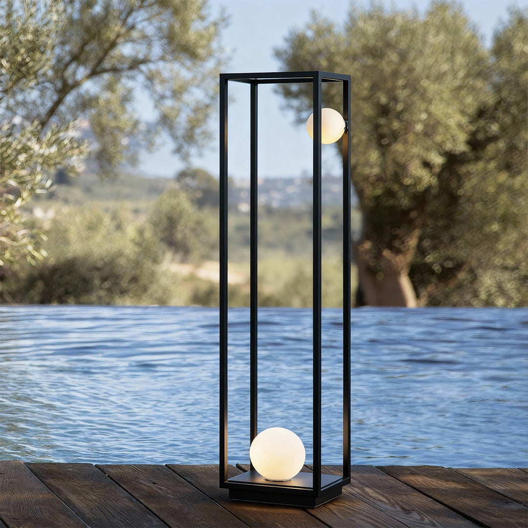 Outdoor Bollard Light — Black Aluminum, Plug-in or Solar, LED, IP54, 27.6" or 40.6"