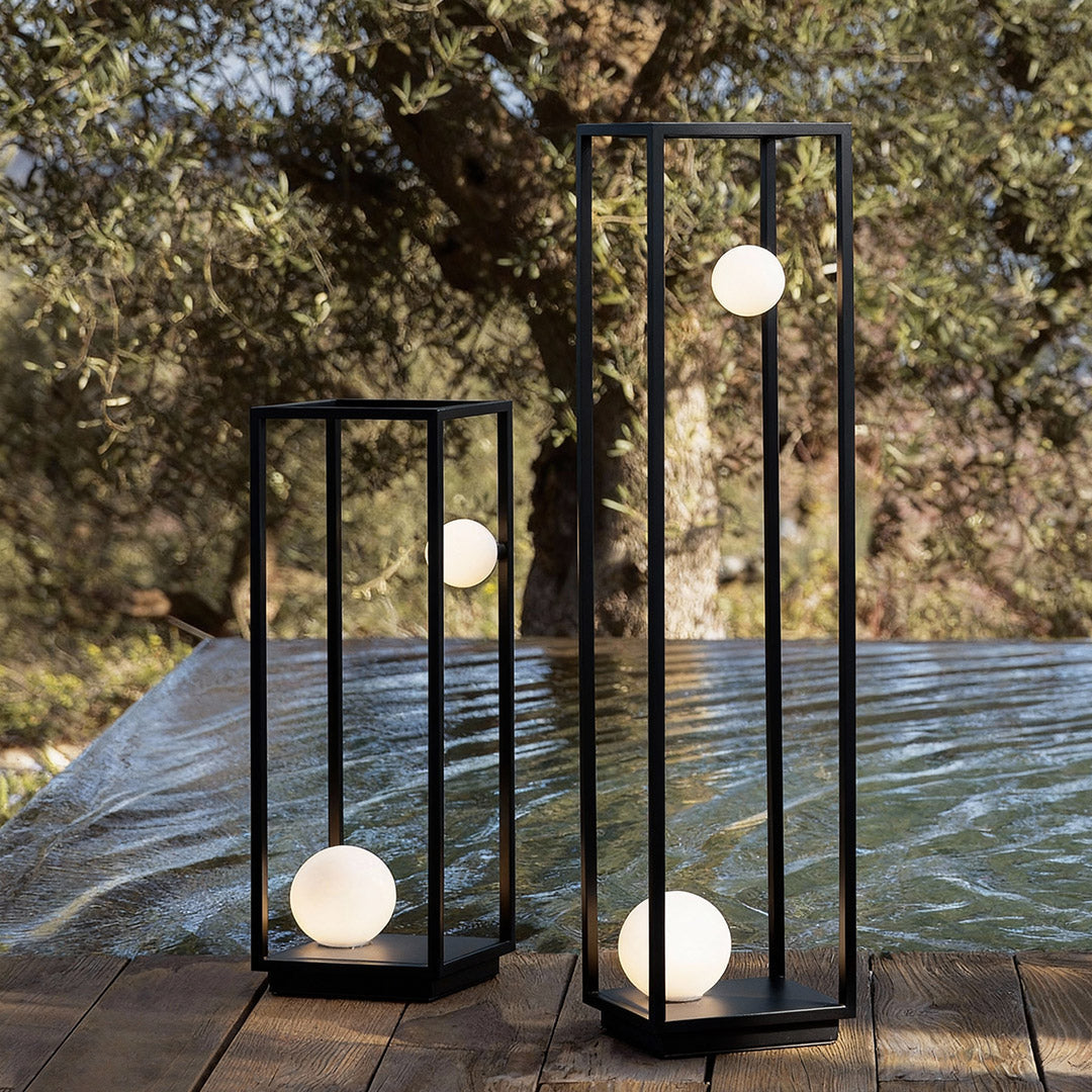 Outdoor Bollard Light — Black Aluminum, Plug-in or Solar, LED, IP54, 27.6" or 40.6"