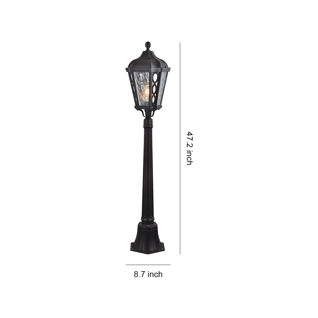 Column Outdoor Post Light — Sand-Black Cast Aluminum, Clear Glass, 12W LED, IP44 Weatherproof