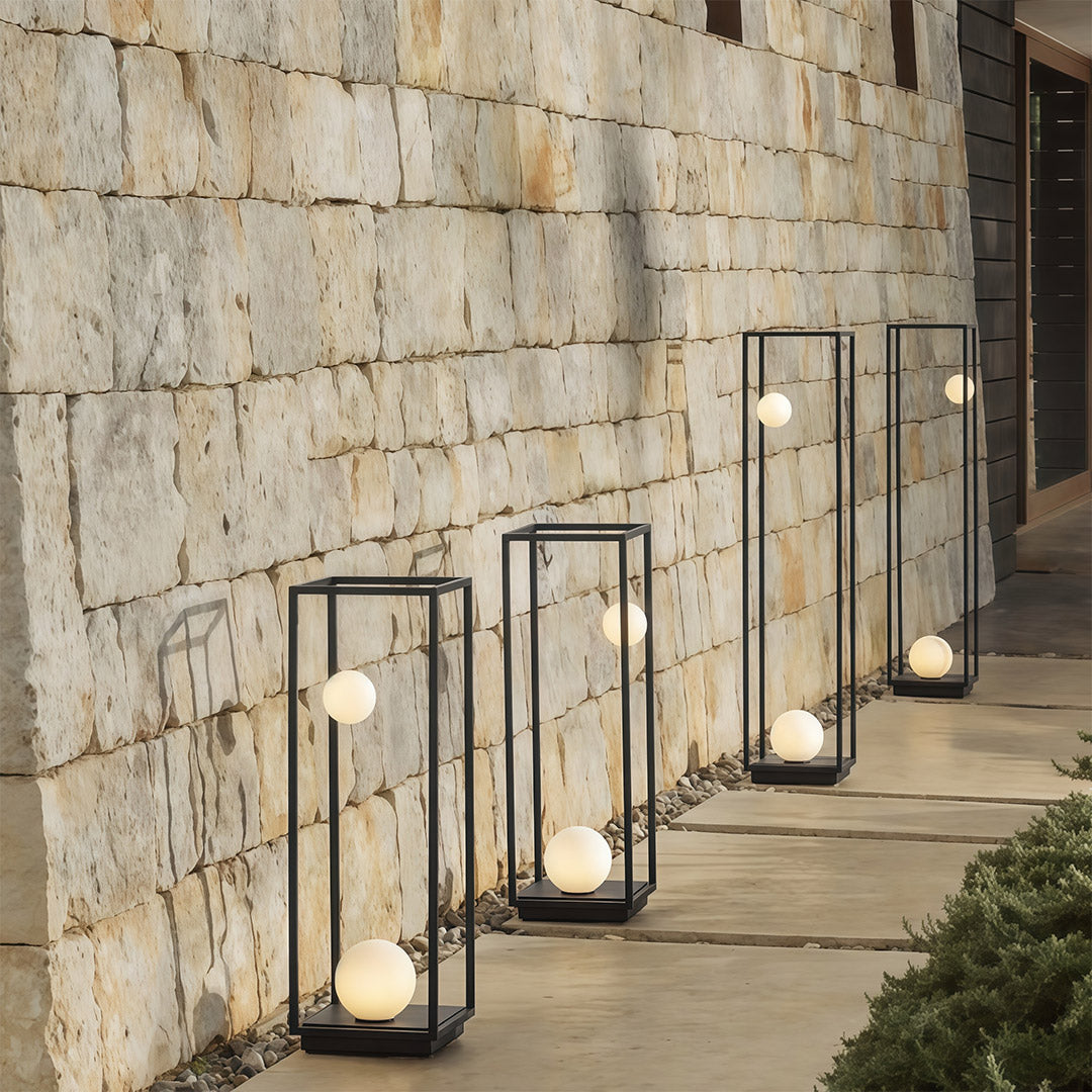 Outdoor Bollard Light — Black Aluminum, Plug-in or Solar, LED, IP54, 27.6" or 40.6"