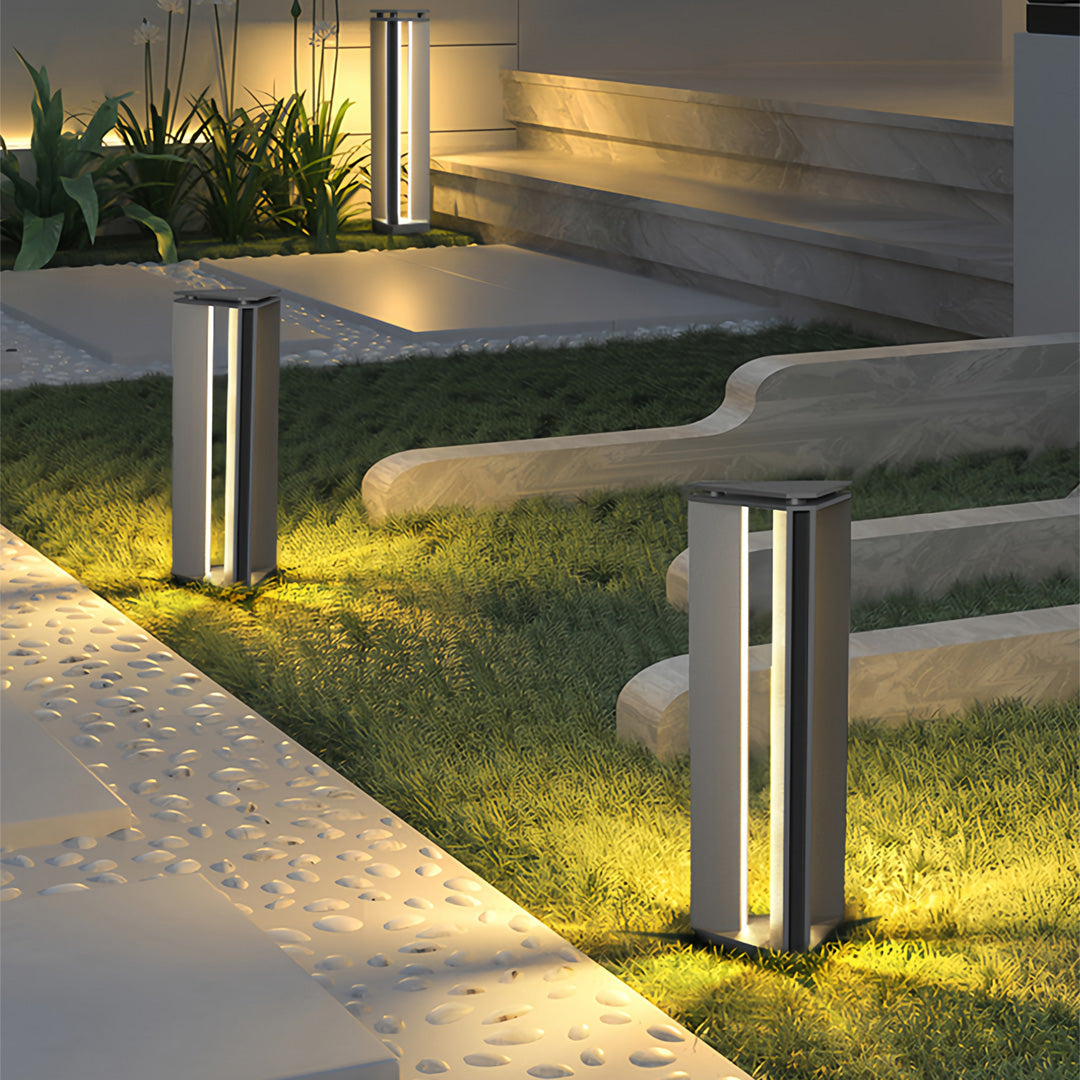 Minimalist Cylindrical Outdoor Bollard Light — Stainless Steel, 12W LED, IP65, 3000K Warm White, Three Heights
