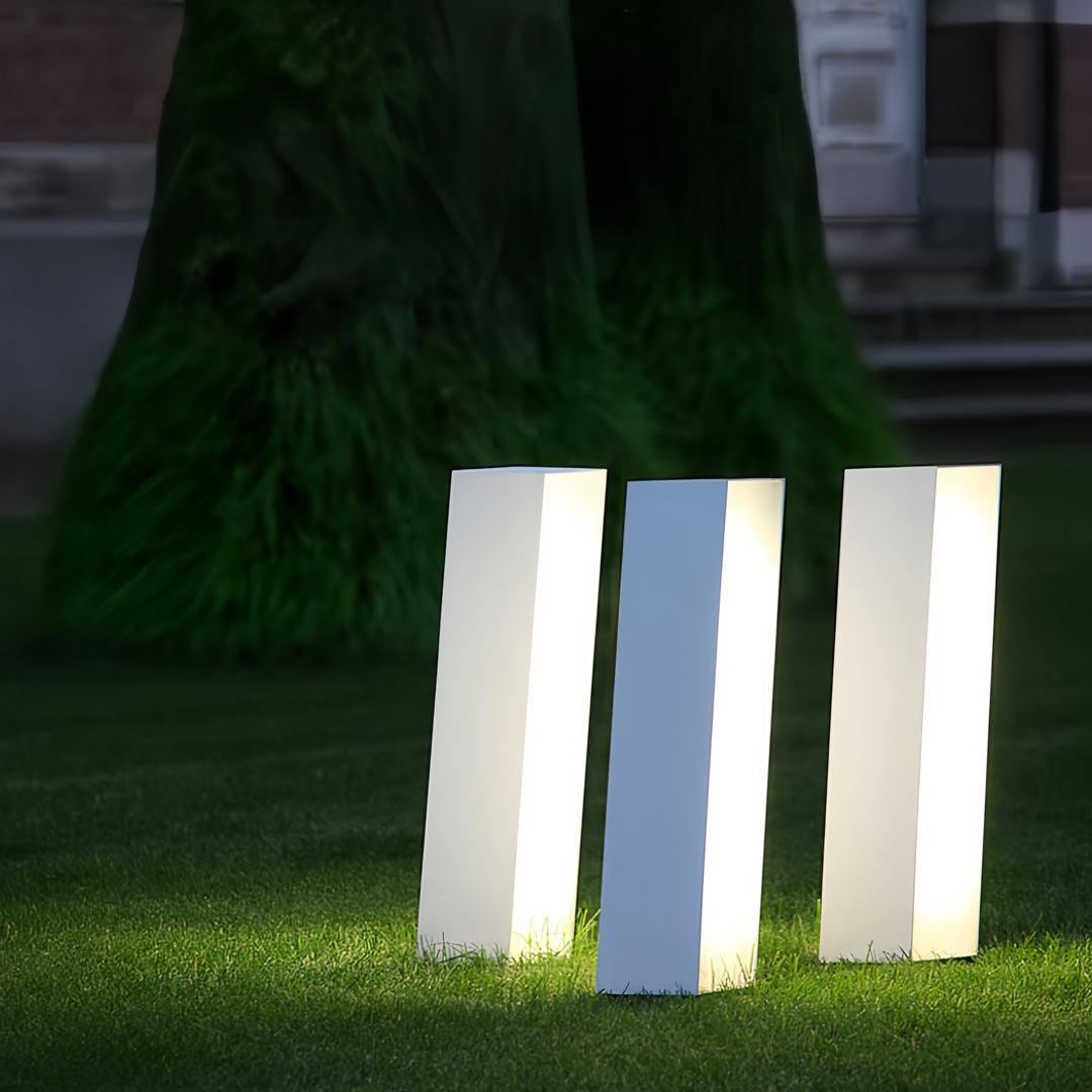 Geometric Sculpture Outdoor Bollard Light — Stainless Steel, LED, IP65, Three Sizes