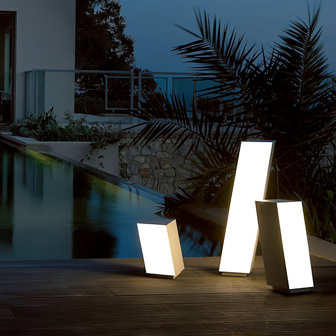 Geometric Sculpture Outdoor Bollard Light — Stainless Steel, LED, IP65, Three Sizes
