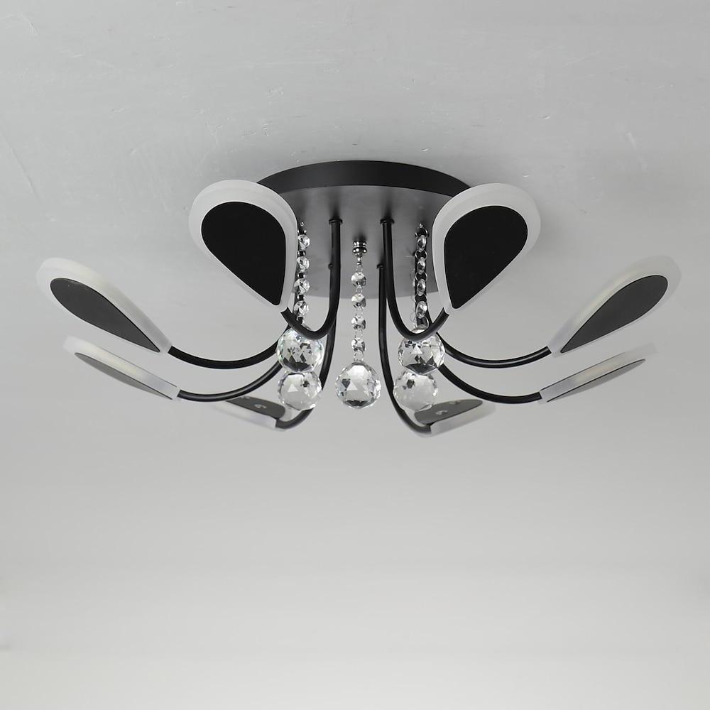 Contemporary 8-Light Crystal Flush Mount — Metal and Acrylic, Integrated LED, Dimmable, 3000K–6000K, 23"