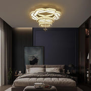 Concentric Crystal LED Flush Mount — Stainless Steel, Gold or Silver, 20"/24"/31", Vintage
