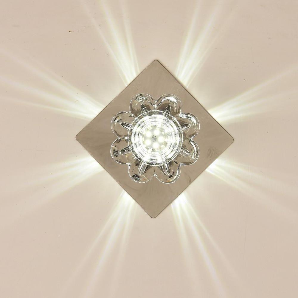 Flower-Shaped Crystal Flush Mount — Electroplated Metal, LED, 3000K / 6000K, 4" Diameter