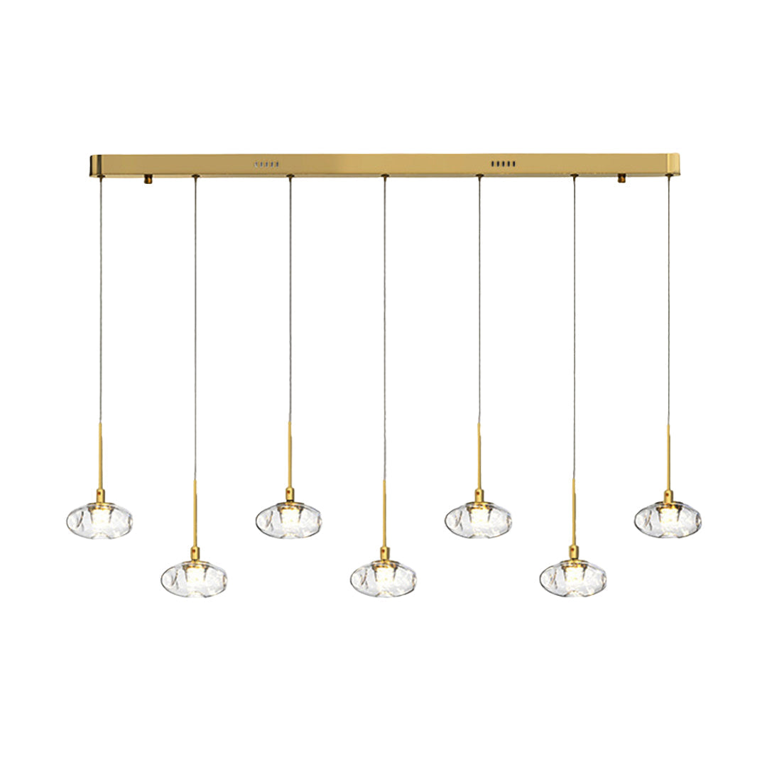 Minimalist Ring Pendant Light — Stainless Steel & Nano Glass, 7-Light, 49W, 3-Step Dimming, Chrome or Gold