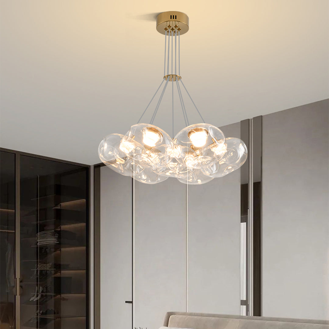 Minimalist Starry Sky LED Chandelier — Stainless Steel and Glass, 7- or 13-Light, Three-Color Dimming, Ra≥97
