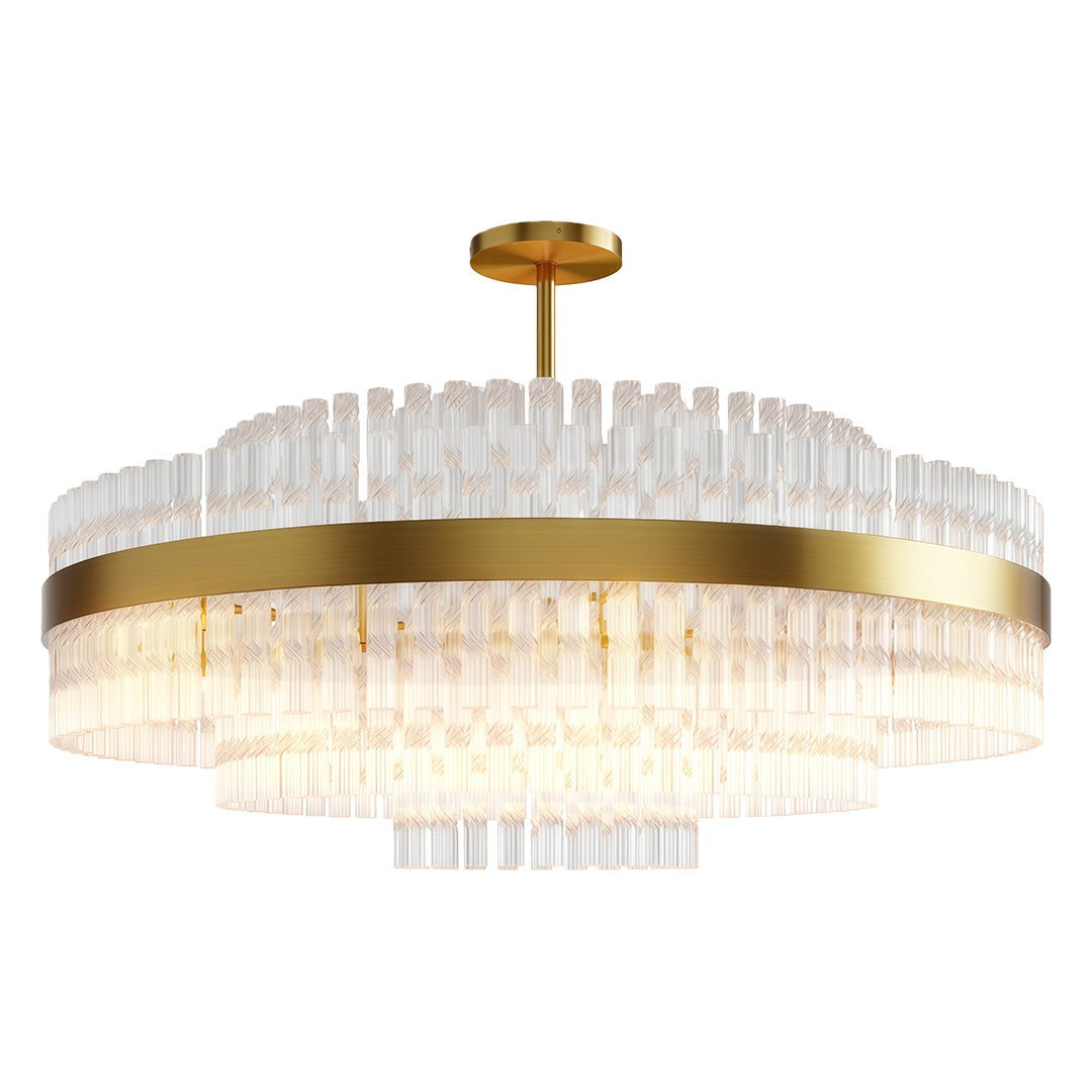 Industrial Modern Chandelier — Solid Brass, Transparent Glass, G9, Multiple Sizes