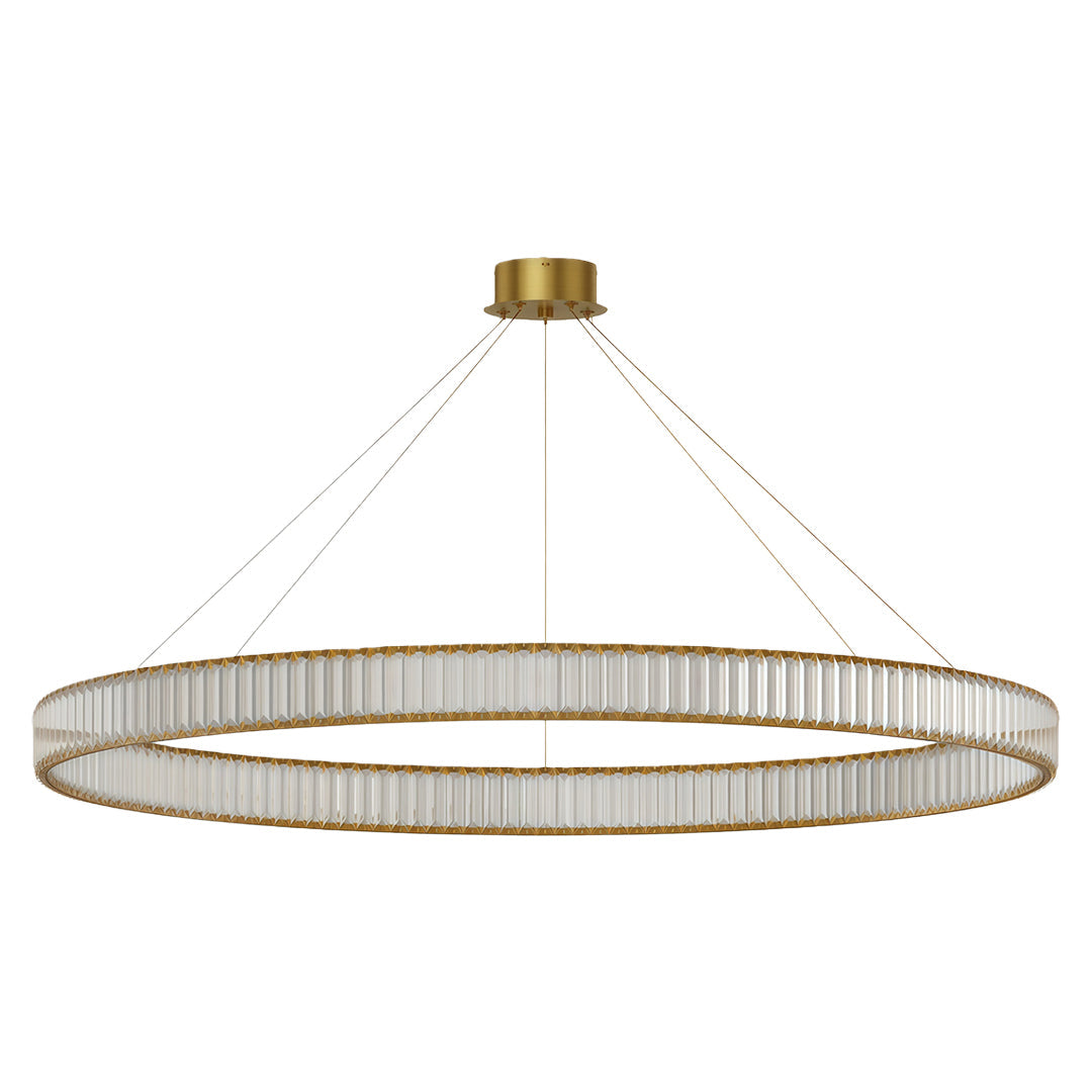 Round Crystal Ring Chandelier — Copper, Black, or Chrome, LED, Three-Step Dimming (3000K/4000K/6000K)