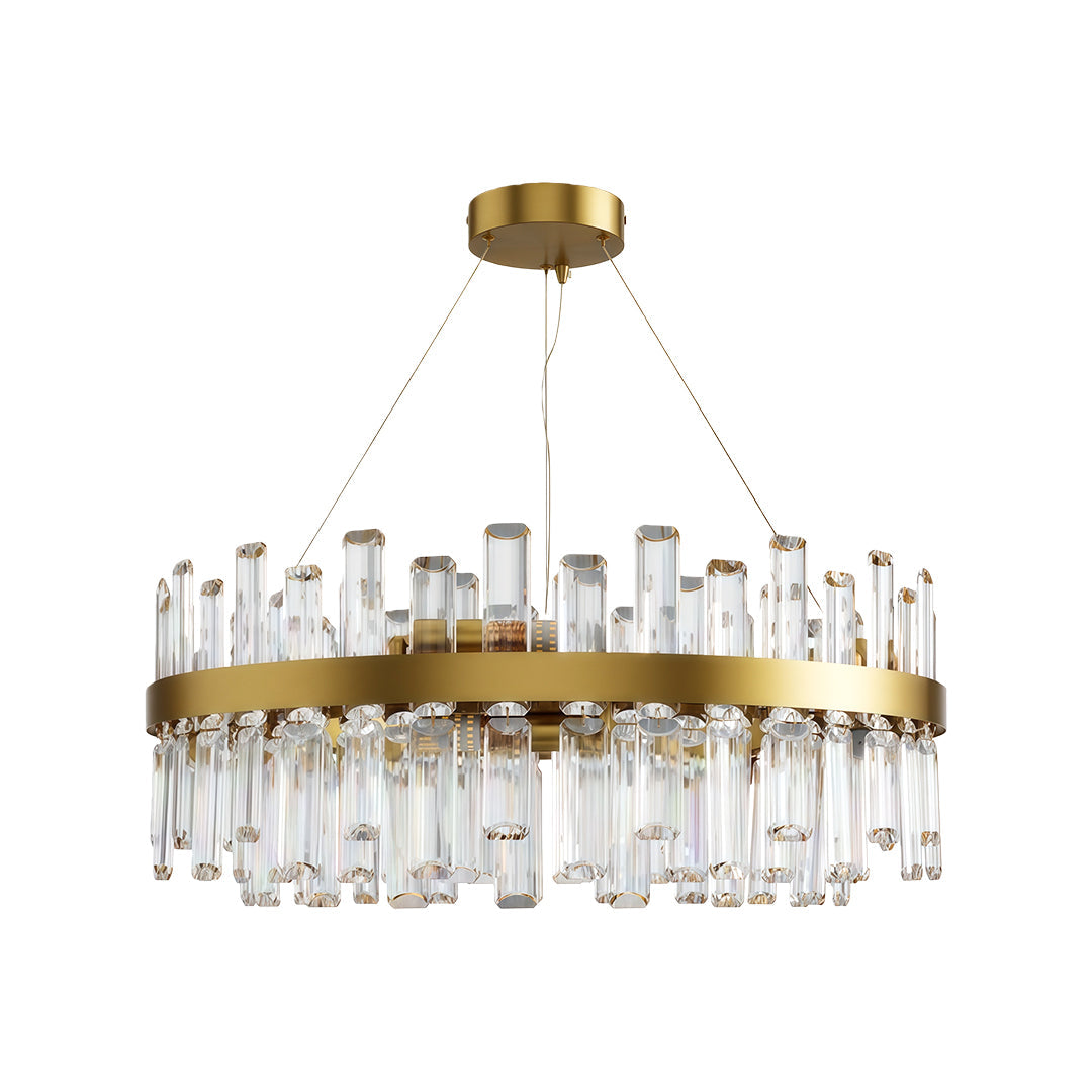 Geometric Crystal Chandelier — Copper-Iron Frame, E14, 23.6" or 31.5", Black / Chrome / Copper