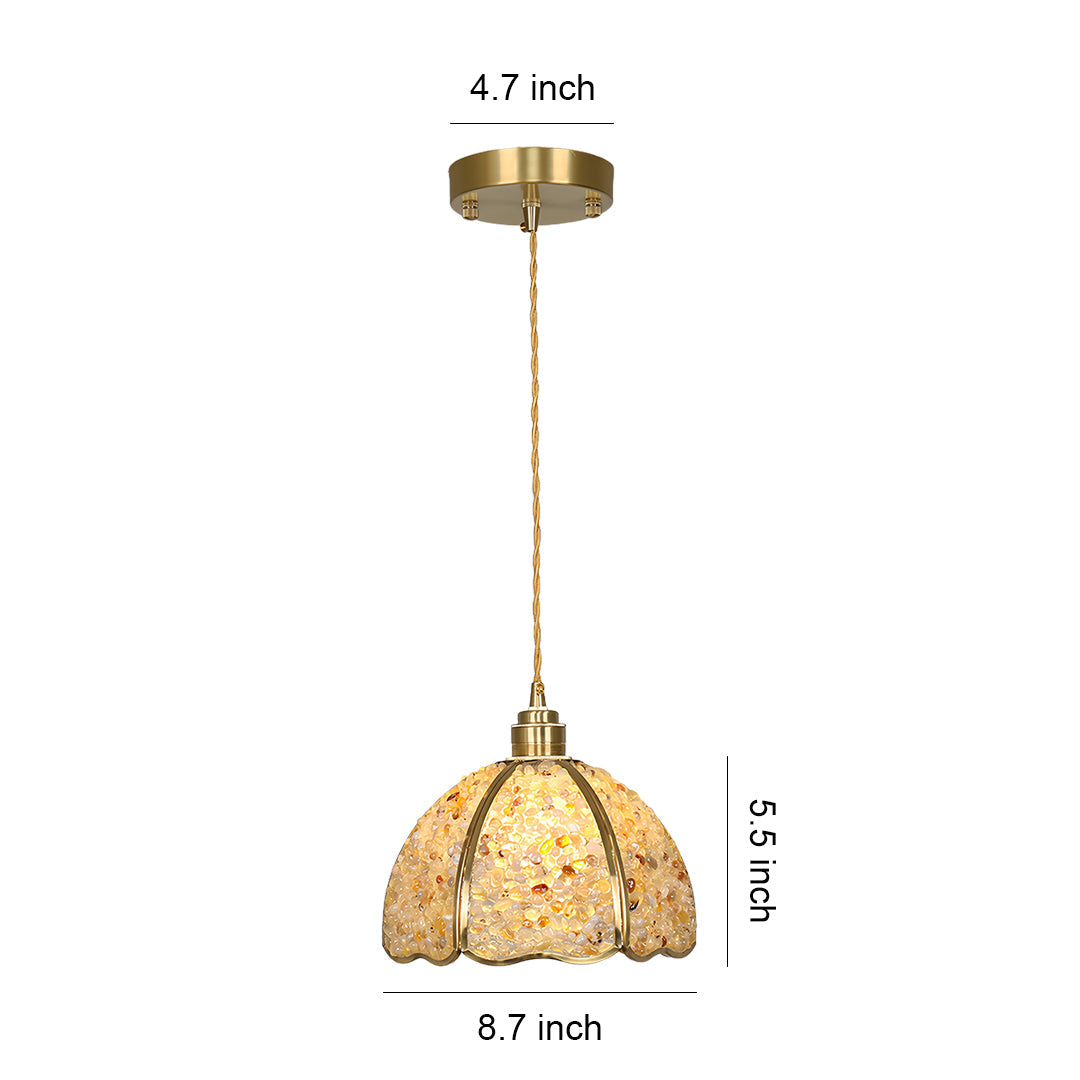 Vintage Crystal Mini Pendant — Full Copper, E27, 12W LED, Three-Color Dimming, 8.66" Diameter, 7 Styles