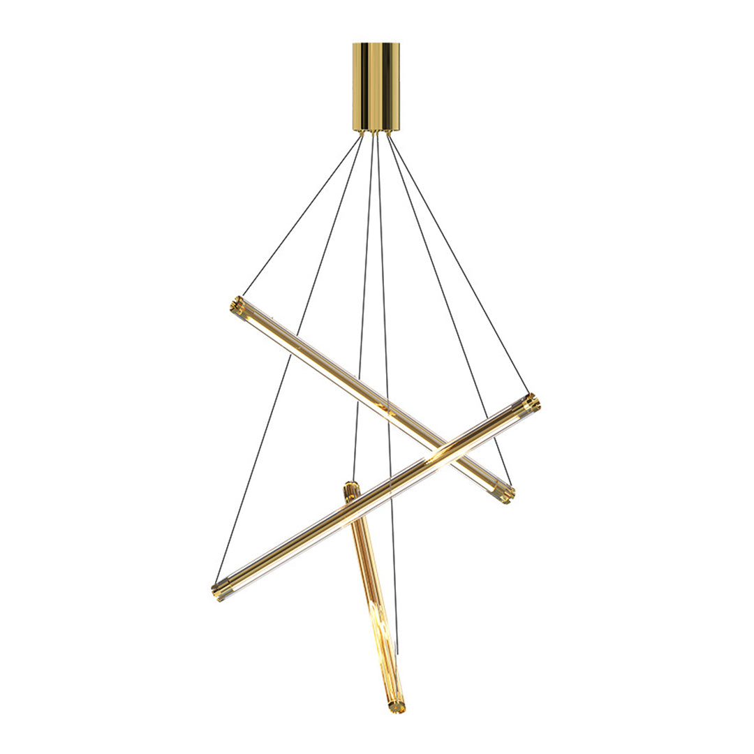 Minimalist LED Linear Chandelier — Stainless Steel & Acrylic, 3/5/7-Light, 36W–140W, 4000K RA97, Black or Gold
