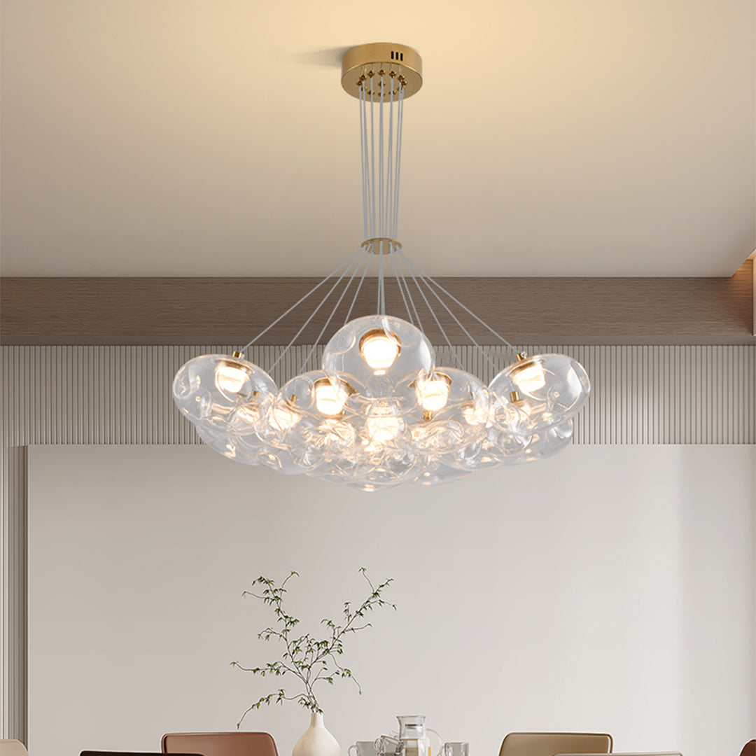 Minimalist Starry Sky LED Chandelier — Stainless Steel and Glass, 7- or 13-Light, Three-Color Dimming, Ra≥97