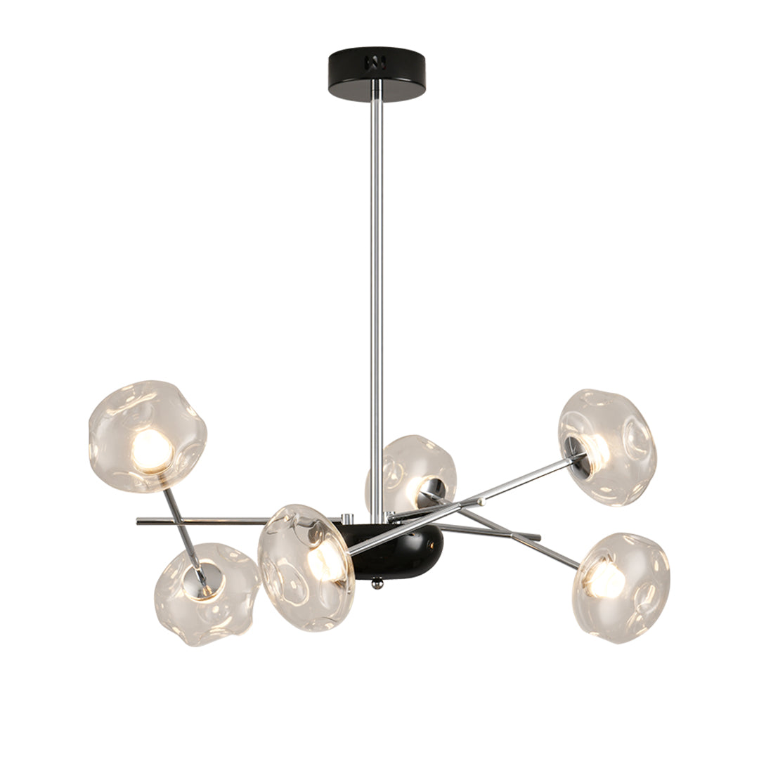 Magic Bean LED Chandelier — Iron with Pleated Glass Shades, Tri-Color Dimmable, RA≥97, 6-, 8-, or 10-Light