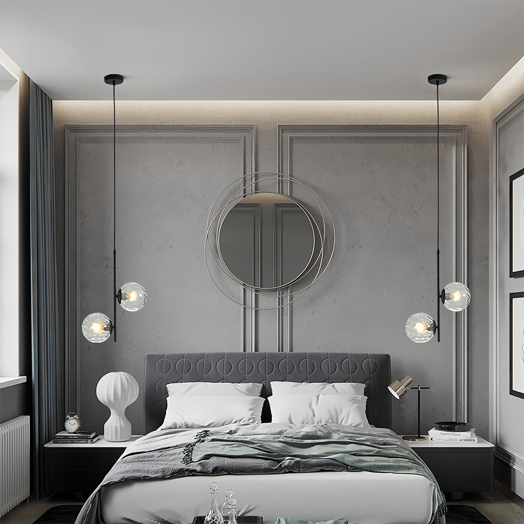 Minimalist Double Globe Pendant — Iron and Glass, 2-Light, G4 5W, 3-Step Dimming, Black or Gold
